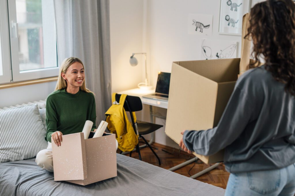 Two friends getting ready for their move.