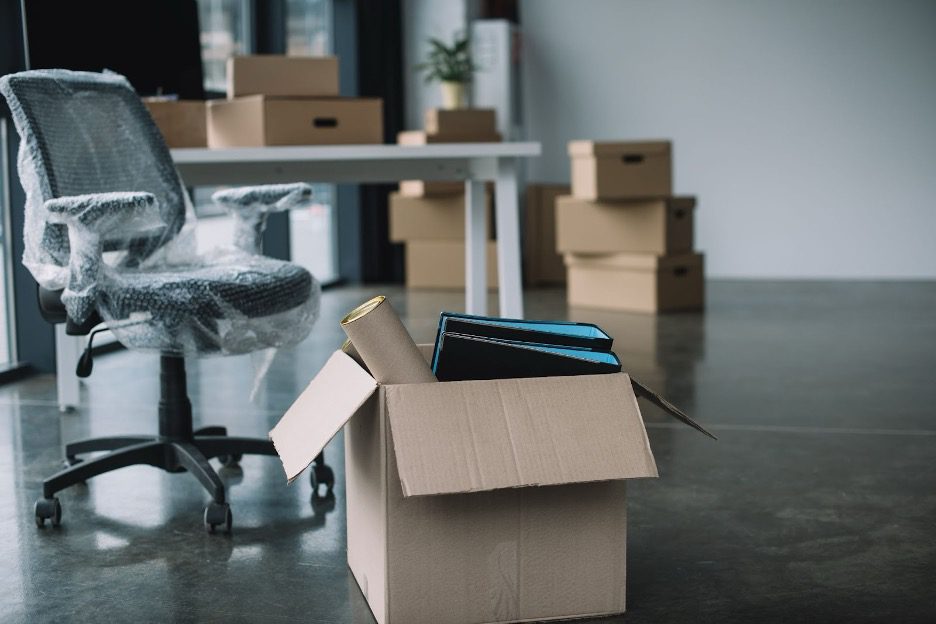 Boxes in an office before a move.