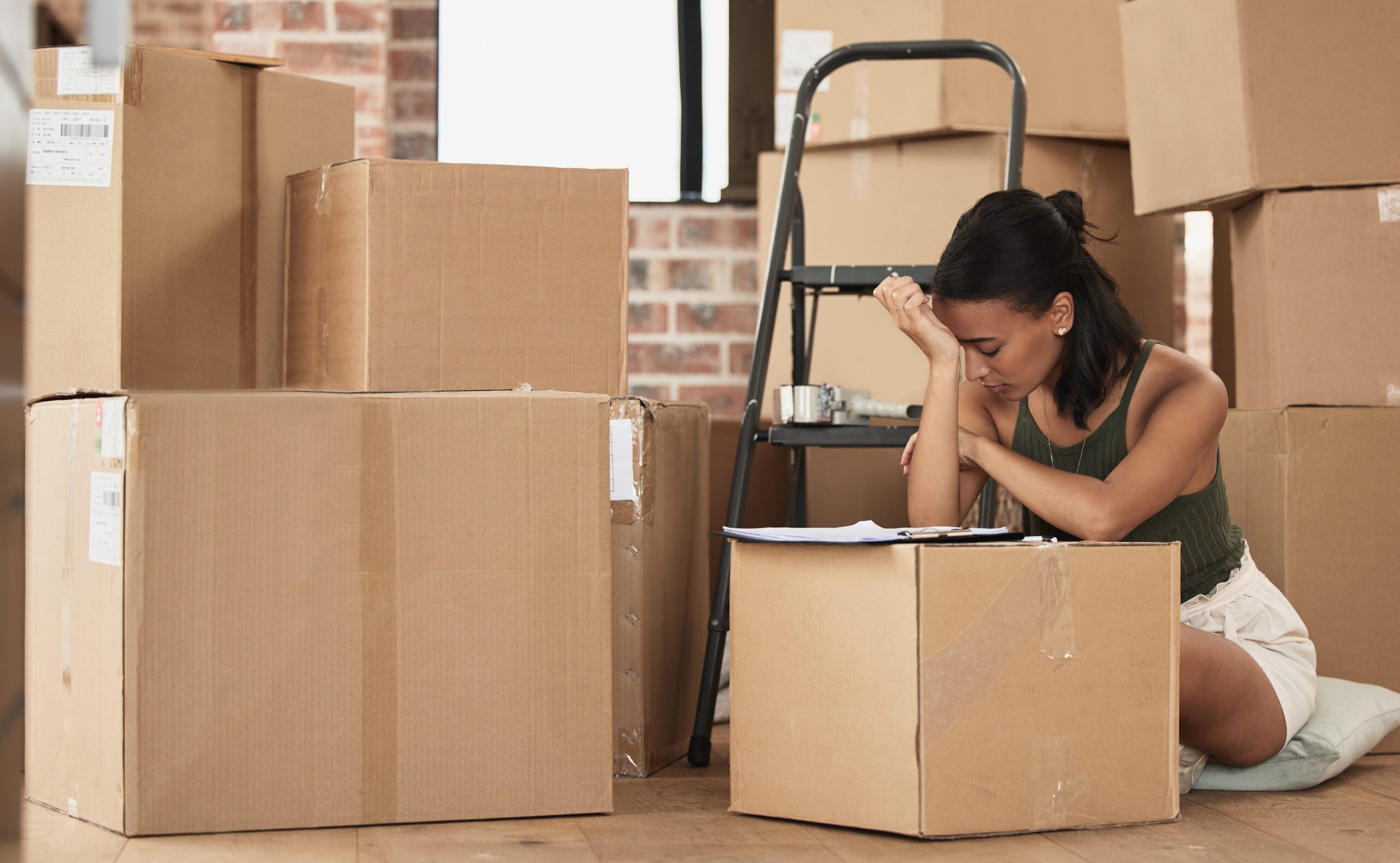 A person stressed while moving.