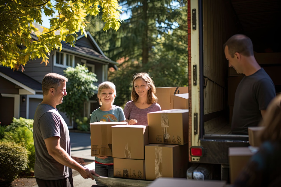 A family moving in summer.