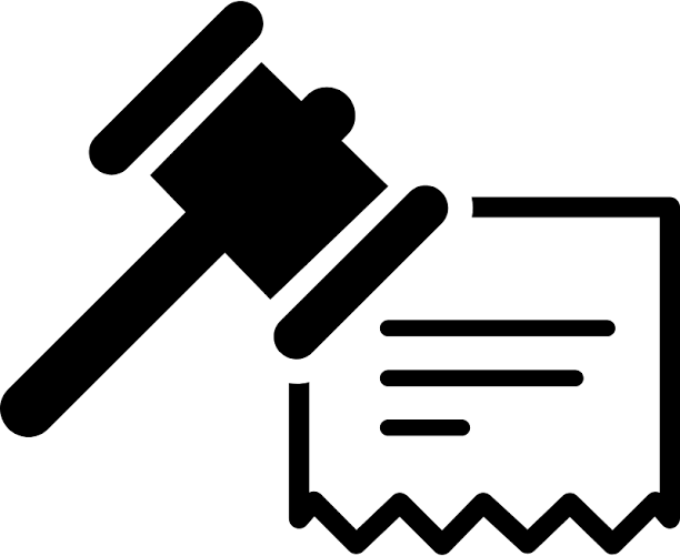 Gavel striking a document, symbolizing a legal ruling or contract.